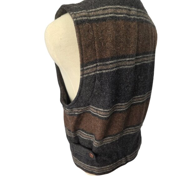 Vintage Banana Republic Wool Blend Vest Men Sz S Brown Gray Stripe Hong Kong - Picture 4 of 13
